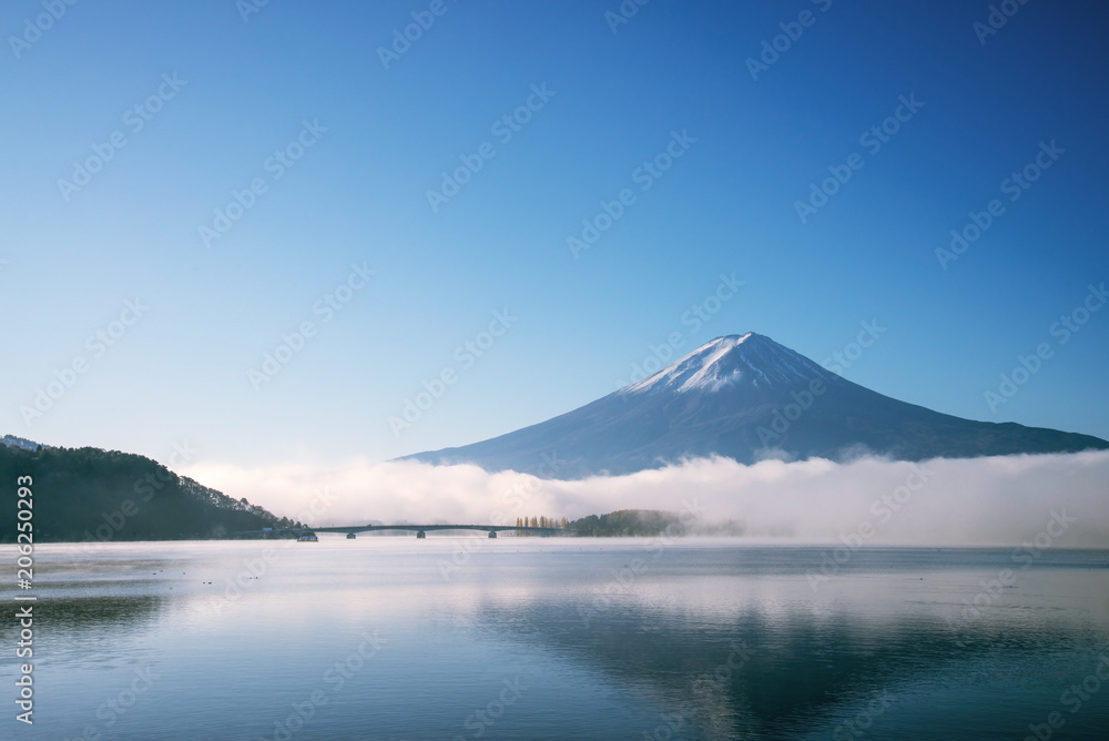 Mount Fuji surrounding with cloud in the morning.