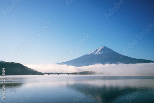 Mount Fuji surrounding with cloud in the morning.