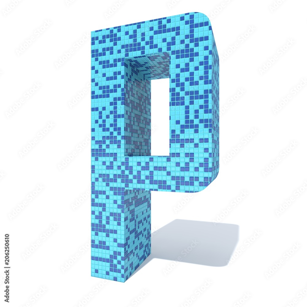 Conceptual blue light and dark square mosaic ceramic or glass tiles font isolated on white background. 3D illustration of bathroom or pool abstract texture pattern for education or spa concept design Conceptual blue light and dark square mosaic ceramic or glass tiles font isolated on white background. 3D illustration of bathroom or pool abstract texture pattern for education or spa concept design
