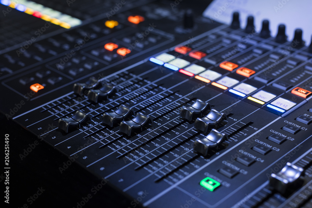 Profesional studio equipment for sound mixing . Profesional studio equipment for sound mixing .