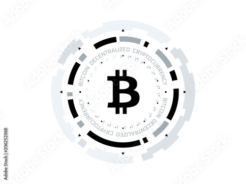 Bitcoin cryprocurrency futuristic vector illustration. Worldwide digital money technology