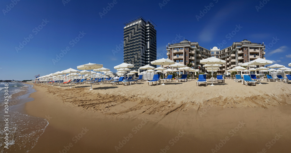 Beach of sea resort Sunny Beach on the bulgarian Black Sea coast Beach of sea resort Sunny Beach on the bulgarian Black Sea coast
