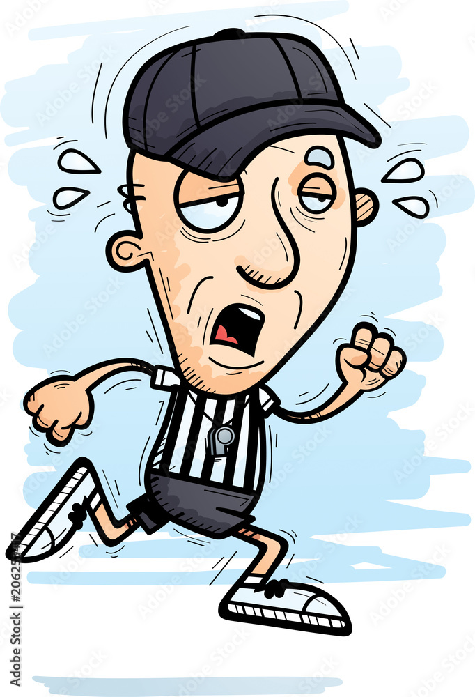 Exhausted Cartoon Senior Referee Exhausted Cartoon Senior Referee