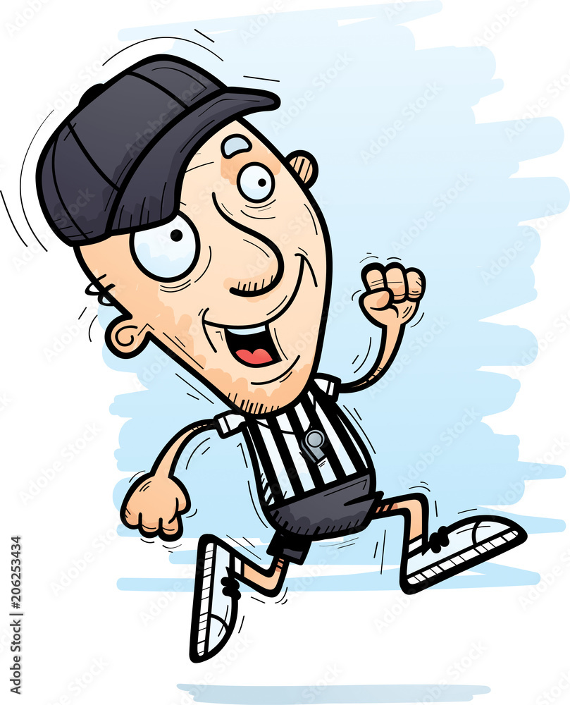 Cartoon Senior Referee Running Cartoon Senior Referee Running