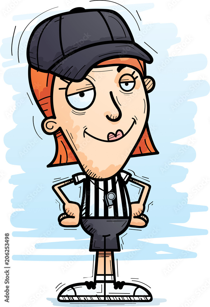 Confident Cartoon Woman Referee