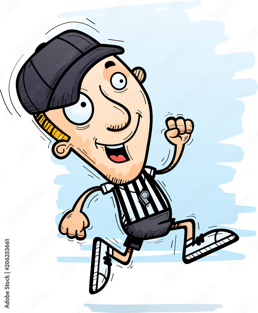 Cartoon Man Referee Running Cartoon Man Referee Running