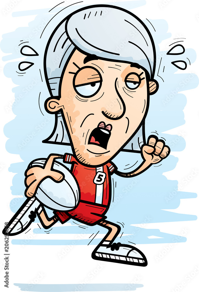 Exhausted Cartoon Senior Rugby Player Exhausted Cartoon Senior Rugby Player