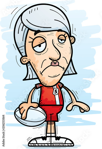 Sad Cartoon Senior Rugby Player