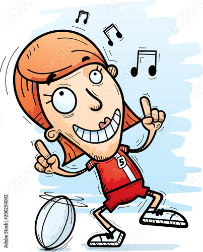 Cartoon Rugby Player Dancing