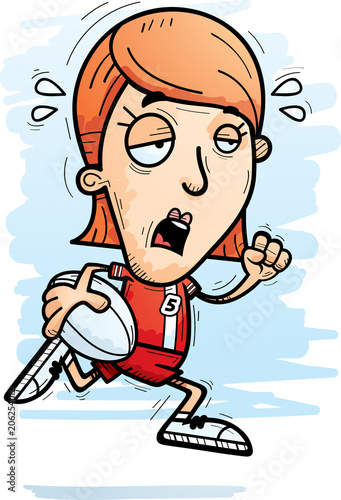 Exhausted Cartoon Rugby Player