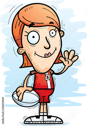 Cartoon Rugby Player Waving