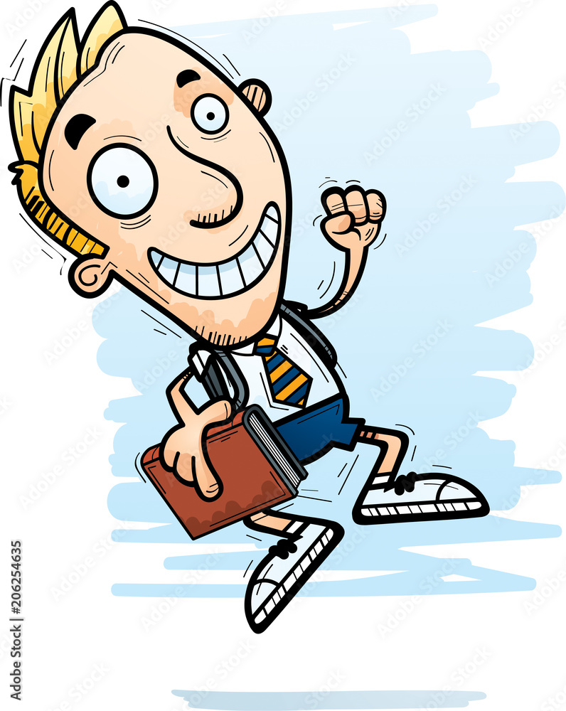 Cartoon Man Student Jumping Cartoon Man Student Jumping
