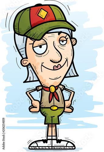 Confident Cartoon Senior Citizen Scout