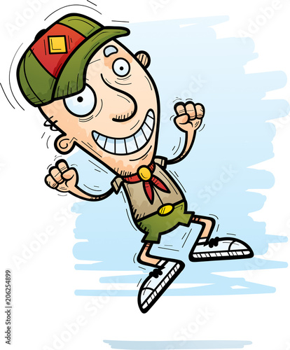 Cartoon Senior Citizen Scout Jumping © corythoman