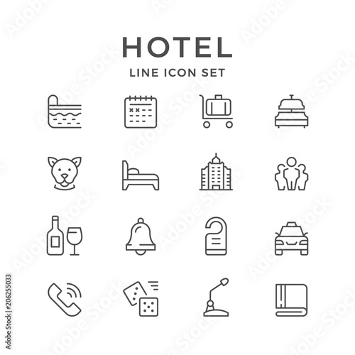 Set line icons of hotel