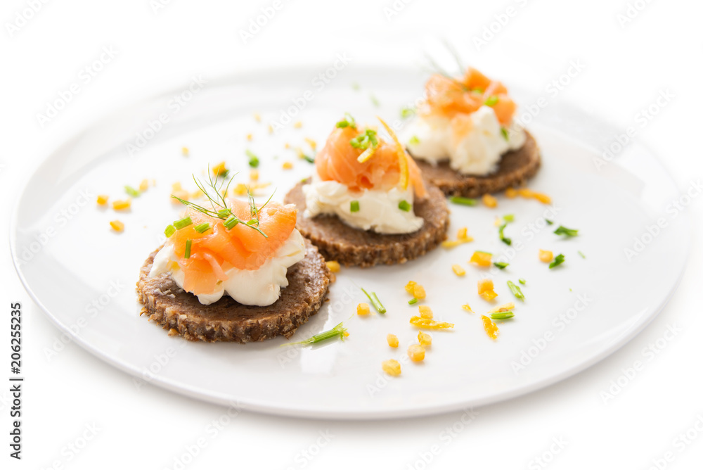 Norwegian Smoked Salmon Canapés with Cream Cheese 