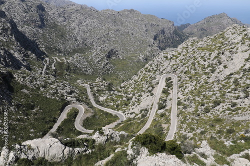 beautiful winding road in mountains of mallorca, spain