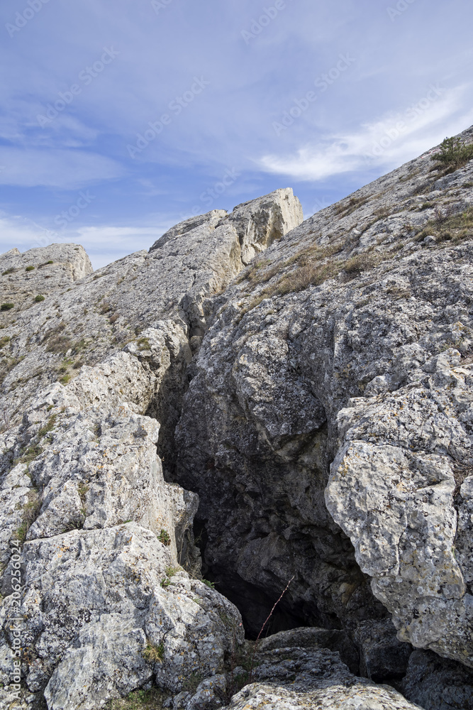 Deep crack in the rock. Crimea