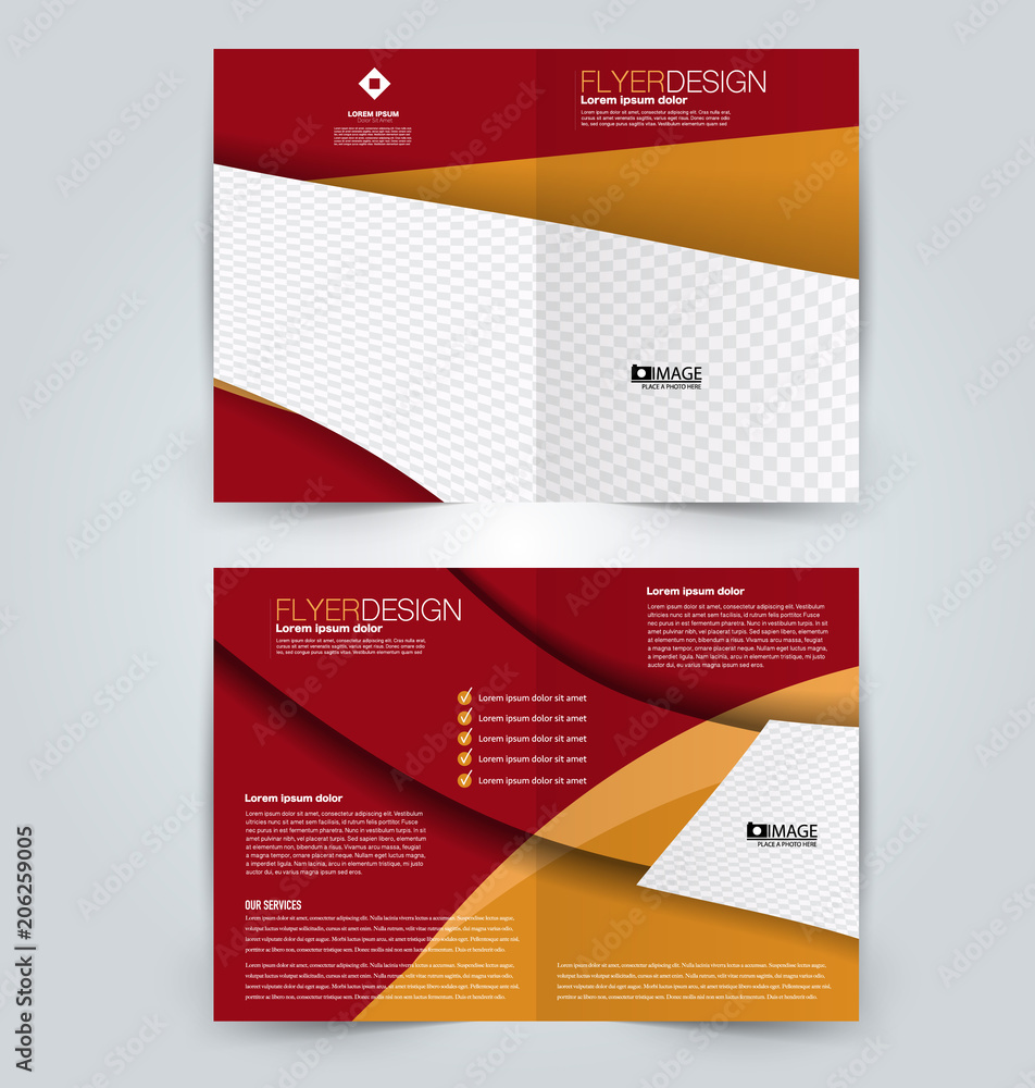 Naklejka premium Abstract flyer design background. Brochure template. Can be used for magazine cover, business mockup, education, presentation, report. Orange and red color.