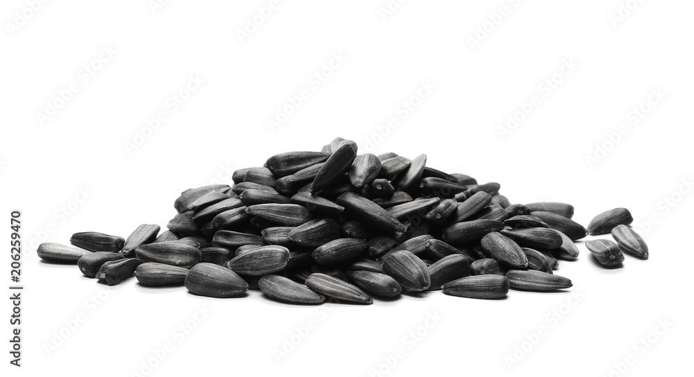 Sunflower seeds pile isolated on white background Sunflower seeds pile isolated on white background