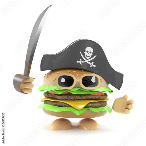 3d Pirate burger photo