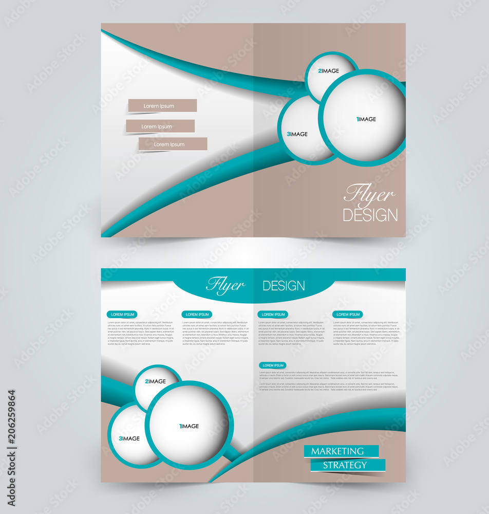 Fold brochure template. Flyer background design. Magazine cover, business  report, advertisement pamphlet. Brown and green color. Stock Vector | Adobe  Stock