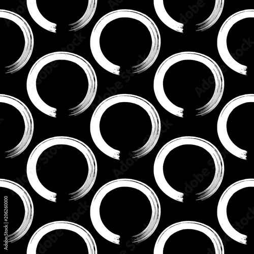 Zen symbol circle seamless pattern background in black and white colour