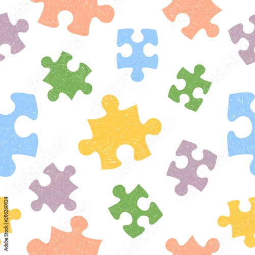 Tapeta Kolorowy wzór z doodle puzzli.