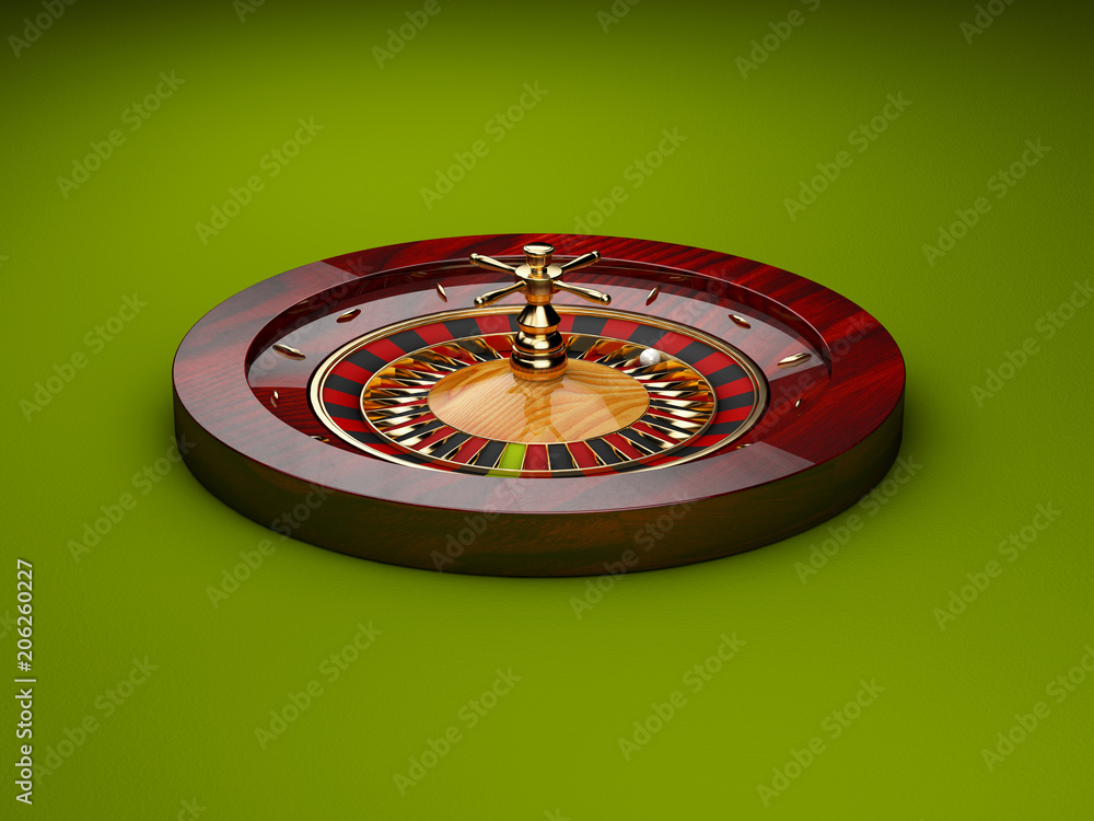 3d Illustration of casino roulette, green background 3d Illustration of casino roulette, green background