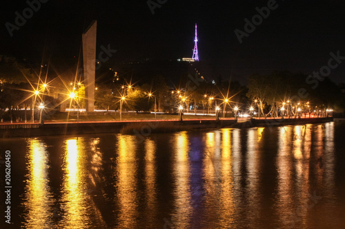 night view to tower, monument and river © homopaparaccis