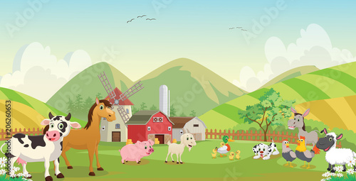 illustration of happy farm animal cartoon