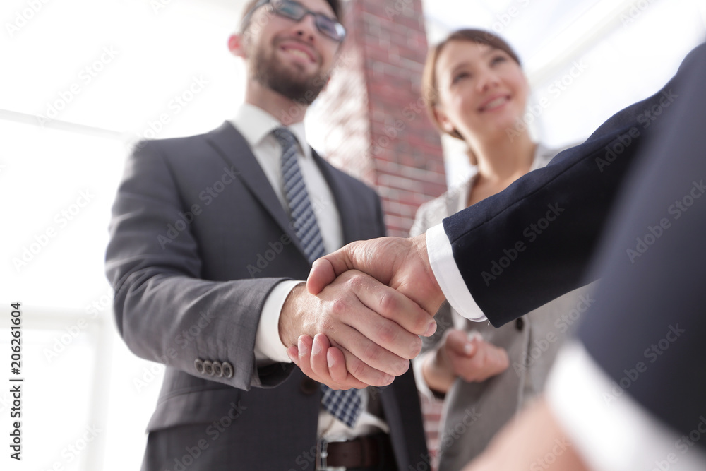 friendly handshake of business people.