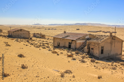 Kolmanskop, ghost towns in the area of the diamond mines, South Namibia, esterior of a house. photo
