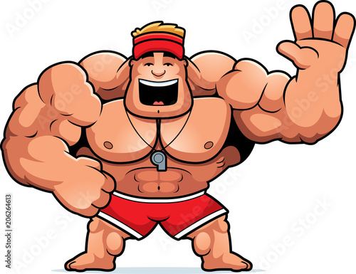Cartoon Lifeguard Waving