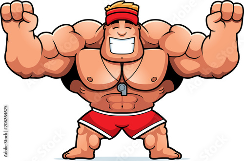 Cartoon Lifeguard Celebrating