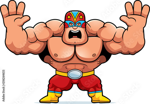 Cartoon Luchador Scared