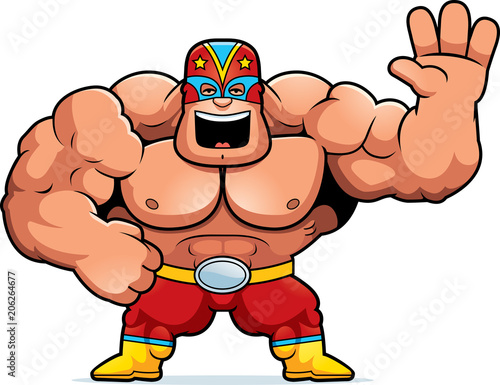Cartoon Luchador Waving