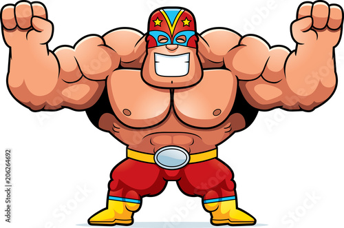 Cartoon Luchador Celebrating