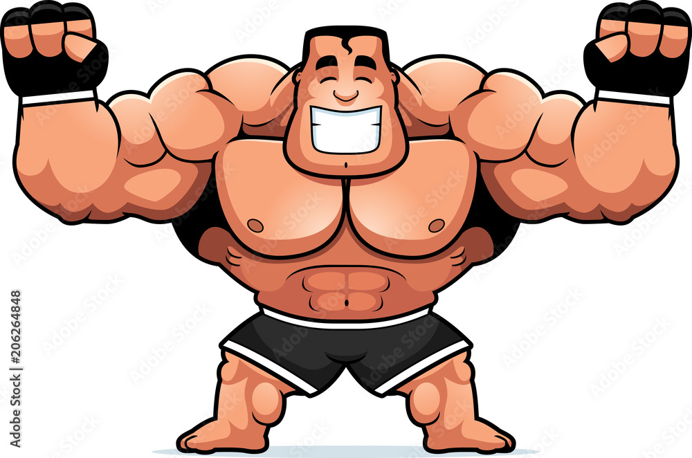 Cartoon MMA Fighter Celebrating Cartoon MMA Fighter Celebrating
