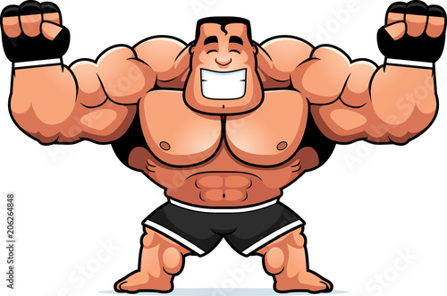 Cartoon MMA Fighter Celebrating