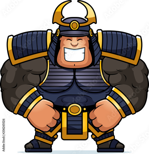 Cartoon Samurai Smiling