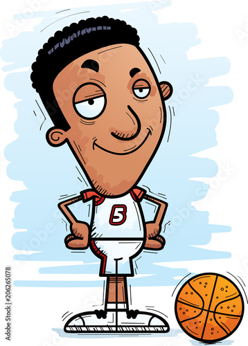 Confident Cartoon Black Basketball Player