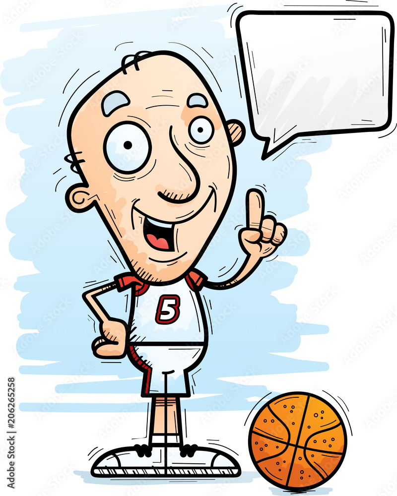 Cartoon Senior Basketball Player Talking