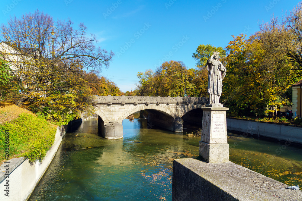 Embankment of river Isarl, Munich, Germany