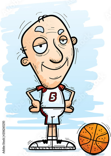 Confident Cartoon Senior Basketball Player