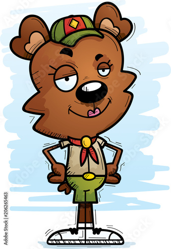 Confident Cartoon Female Bear Scout