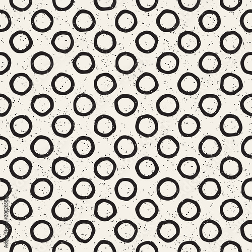 Hand drawn style ethnic seamless pattern. Abstract grungy geometric background in black and white.