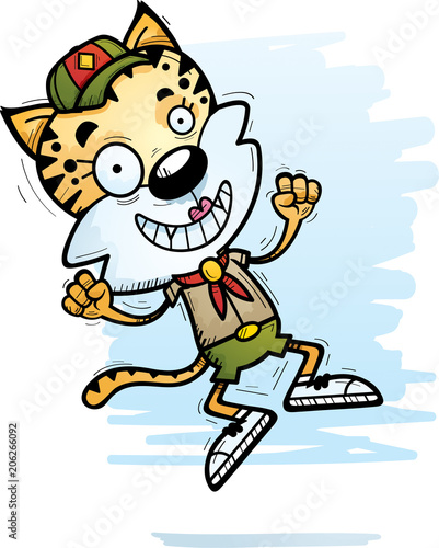 Cartoon Female Bobcat Scout Jumping © corythoman