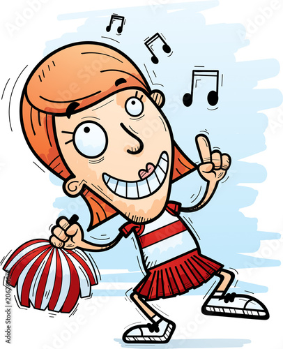 Cartoon Woman Cheerleader Dancing