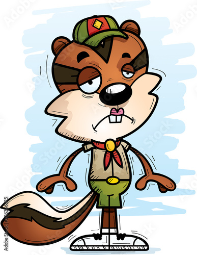 Sad Cartoon Female Chipmunk Scout